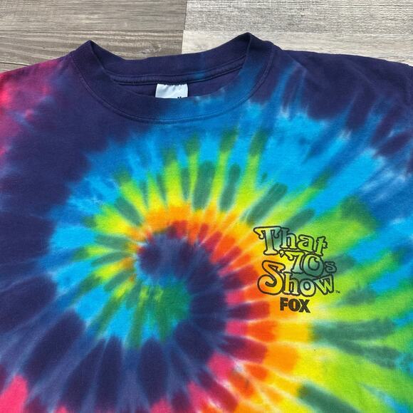Vintage 90s Swirl Tie‎ Dye That 70's Show FOX Rainbow Psychedelic Mens L T-Shirt - Picture 1 of 9